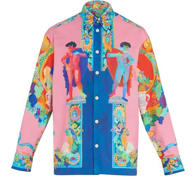 Shop Versace Giacca Denim Jacket In Multicolor
