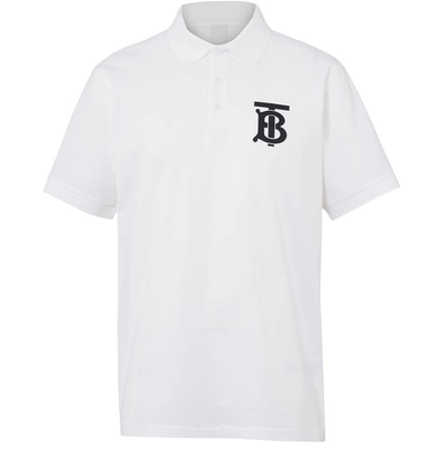 Shop Burberry Warren Cotton Polo Shirt In White