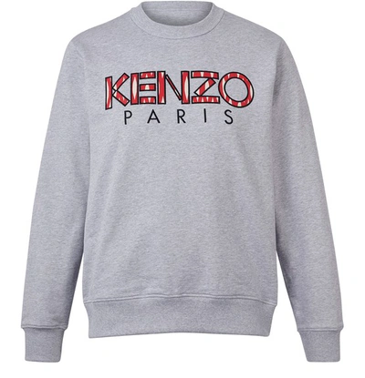 Shop Kenzo Classic  Paris Round-necked Sweatshirt In Pearl Grey