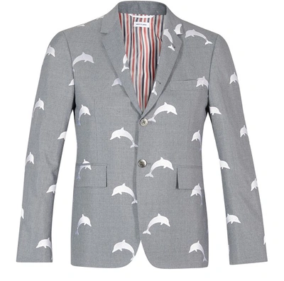 Shop Thom Browne Dolphin Detail Blazer In Med Grey