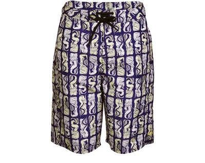 Shop Kenzo All Over Printed Swim Trunks In Aubergine