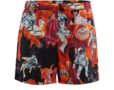 Shop Valentino Printed Swimming Trunks In Orang