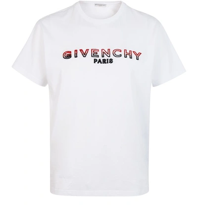 Shop Givenchy Embroidered Logo T-shirt In White