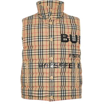 Shop Burberry Classic Check Sleeveless Jacket In Archive Beige Ip Chk