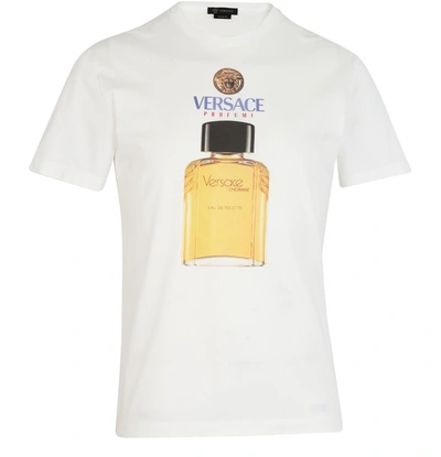 Shop Versace Perfume Print T-shirt In Bianco Lana