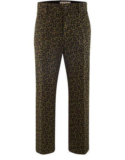 Shop Marni Cropped Trousers In Military Camouflage