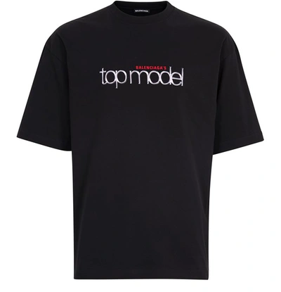 Shop Balenciaga Medium Fit Top Model T-shirt In Black