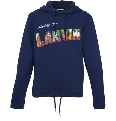 Shop Lanvin Greeting For  Hoodie In Navy