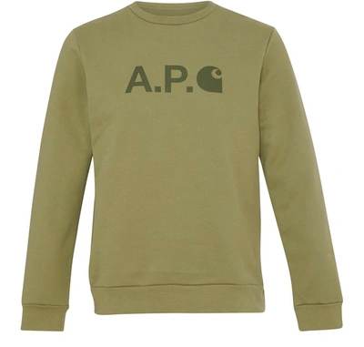 Shop Apc Ice H Sweatshirt In Kaki