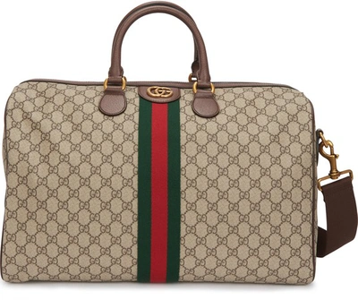 Shop Gucci Ophidia Duffle Bag In B.e/n.acero/vrv/n.ac