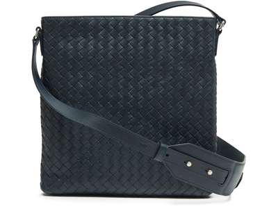Shop Bottega Veneta Leather Messenger Bag In Light Tourm Light To
