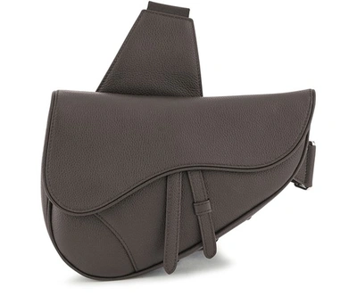 Shop Dior Saddle Bag In Calfskin In Grey