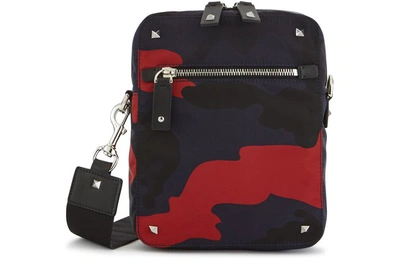 Shop Valentino Garavani Camouflage Cross Body Bag In Marine Rosso