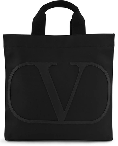 Shop Valentino Garavani Xl Logo Tote Bag In Black