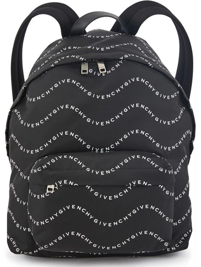 Shop Givenchy Wave Print Backpack In Noir Blanc