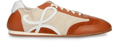 Shop Loewe Ballet Runner Leather Trainers In Sand Caramel