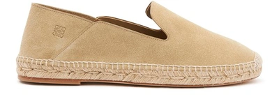 Shop Loewe Leather Espadrilles In Gold