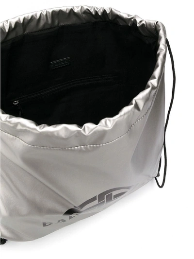 Shop Balenciaga Bb Explorer Drawstring Backpack In Silver