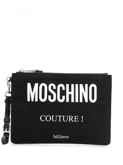 Shop Moschino Logo Clutch In Black