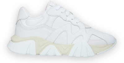 Shop Versace Leather Trainers In White