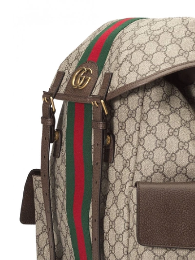 Shop Gucci Gg Supreme Leather Backpack In Brown