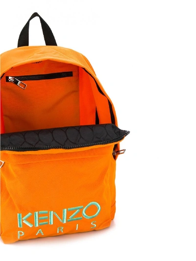 Shop Kenzo Large Tiger Canvas Backpack In Orange