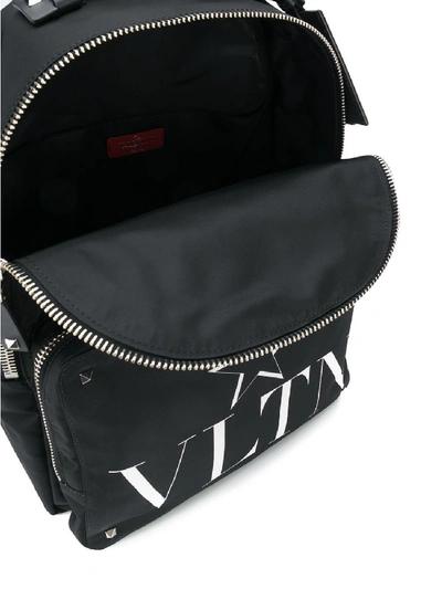 Shop Valentino Vltn Leather Backpack In Black