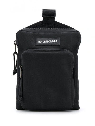 Shop Balenciaga Logo Crossbody Bag In Black