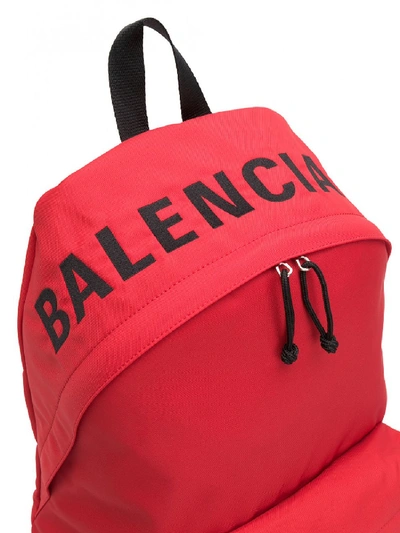 Shop Balenciaga Logo Print Backpack In Red