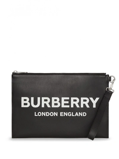 Shop Burberry Leather Clutch In Black