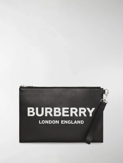 Shop Burberry Leather Clutch In Black