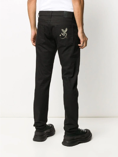 Shop Alexander Mcqueen Embrodery Trouserts With Drago Pocket In Black