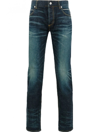 Shop Balmain Cotton Jeans In Blue