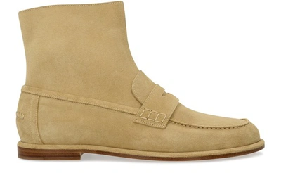 Shop Loewe Sock Boot Leather Ankle Boots In Gold