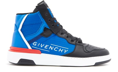 Shop Givenchy Wing High Top Trainers In Blue Black