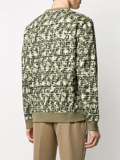 Shop Fendi Printed Sweatshirt In Green