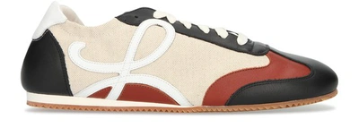 Shop Loewe Ballet Runner Leather Trainers In Sand Dark Brown