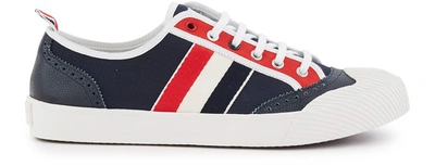 Shop Thom Browne Canvas Trainers In Rwbwht