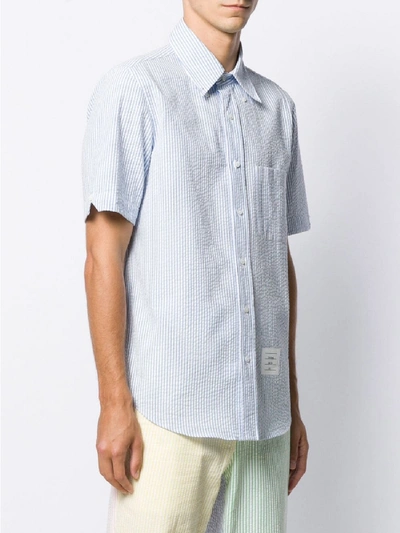 Shop Thom Browne Striped Cotton Shirt In Blue