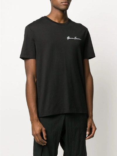 Shop Versace Cotton T-shirt With Embroidery In Black