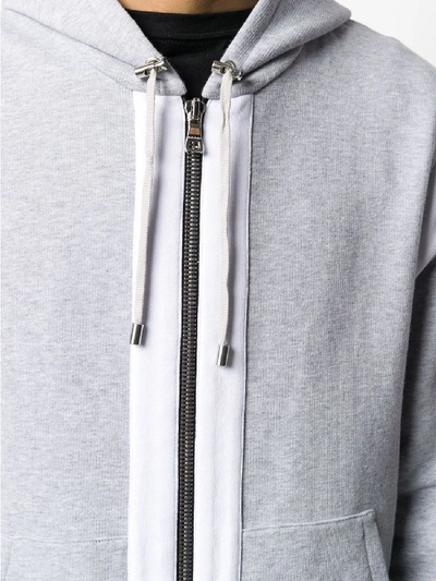 Shop Balmain Logo Hoodie Sweatshirt In Grey