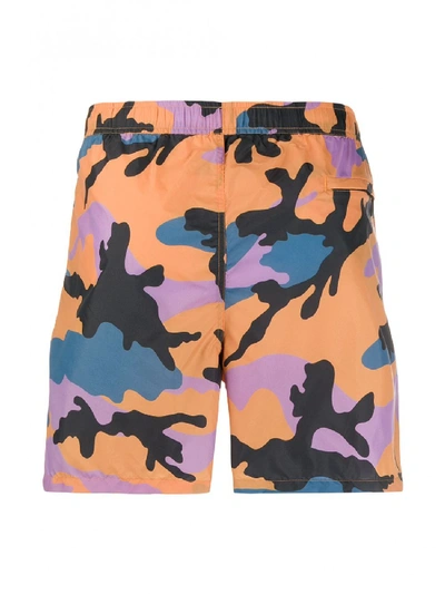 Shop Valentino Printed Beachwear Boxer In Camouflage