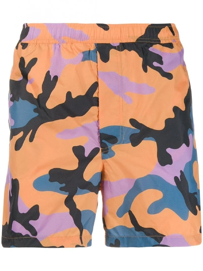 Shop Valentino Printed Beachwear Boxer In Camouflage