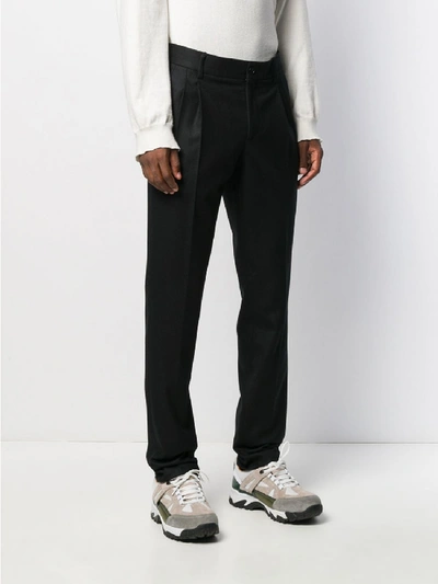 Shop Burberry Wool Chino Trousers In Black