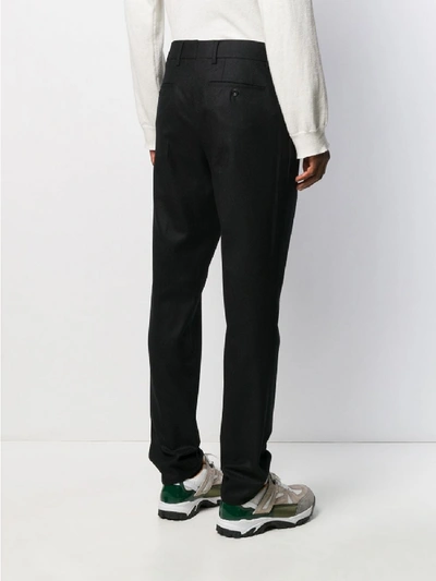 Shop Burberry Wool Chino Trousers In Black