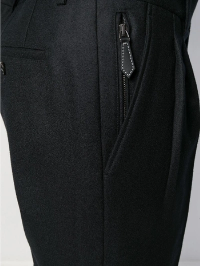 Shop Burberry Wool Chino Trousers In Black