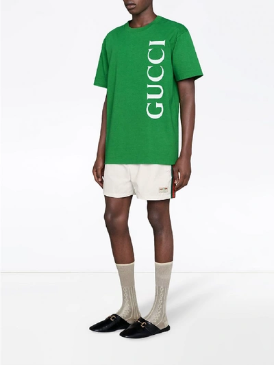 Shop Gucci Beachwear Boxers With Logo In White