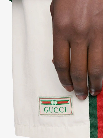 Shop Gucci Beachwear Boxers With Logo In White