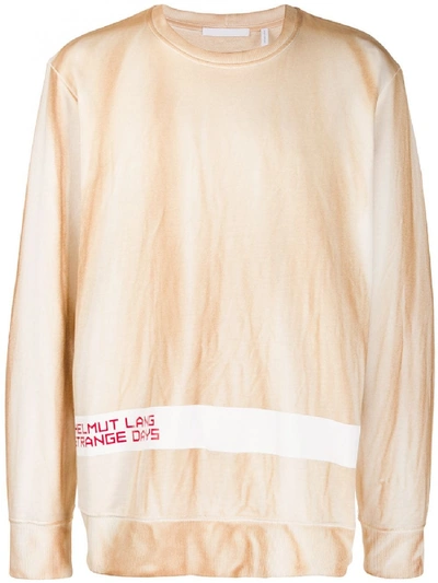 Shop Helmut Lang Logo Cotton Sweater In Beige