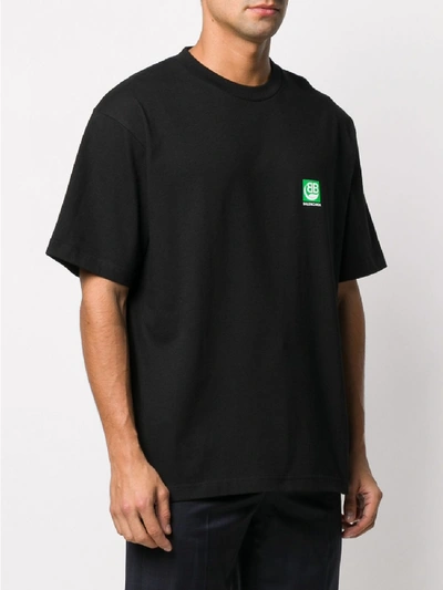 Shop Balenciaga Green Logo Cotton T-shirt